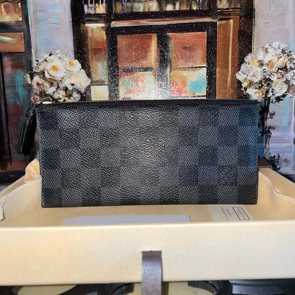 Louis Vuitton Pochette Voyage PM Damier Graphite Wristlet Pouch